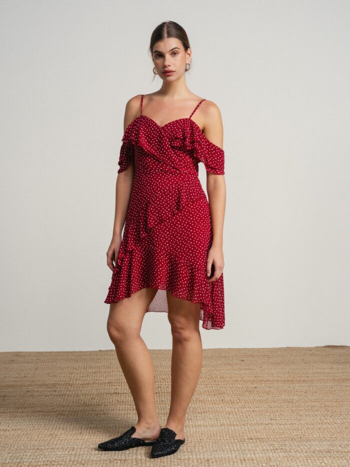 Smf Vestido Corto De Lunares
