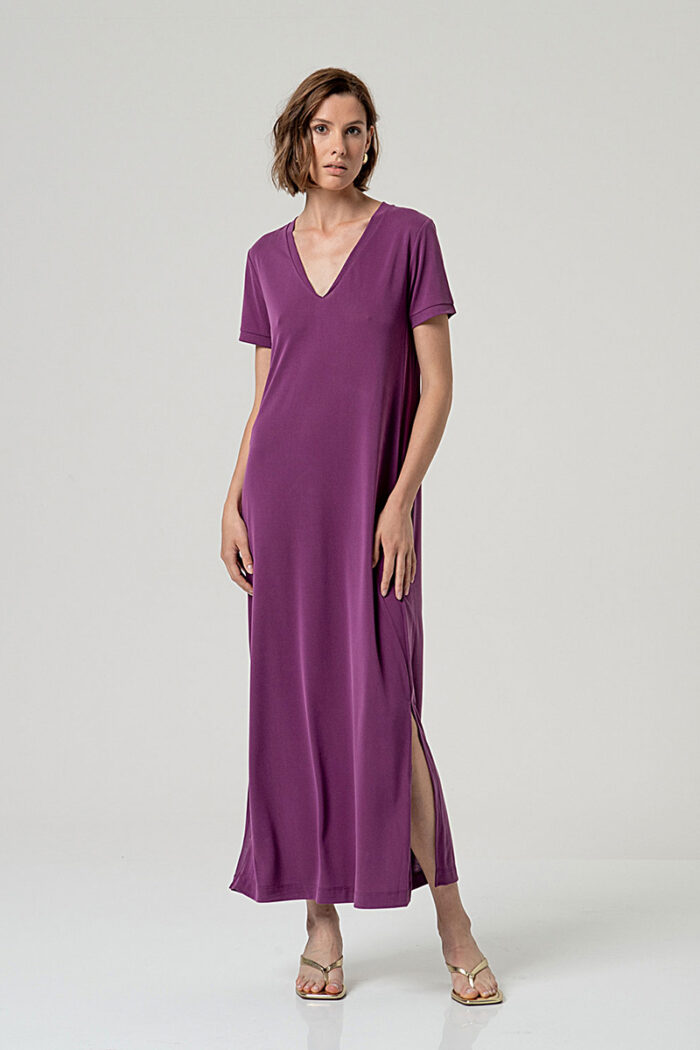Surkana Vestido Largo Con Aberturas Escote Pico