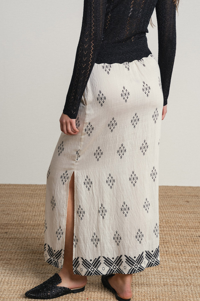 Smf Falda Larga Estampada Con Abertura Lateral - Imagen 3