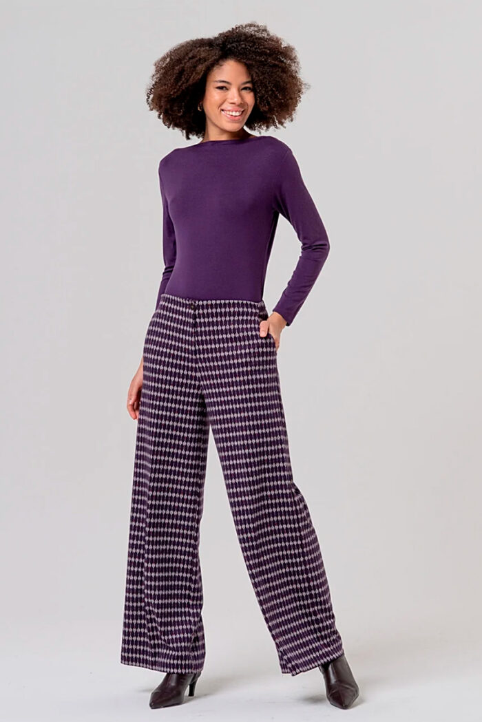 Surkana Pantalón Ancho Jacquard Morado